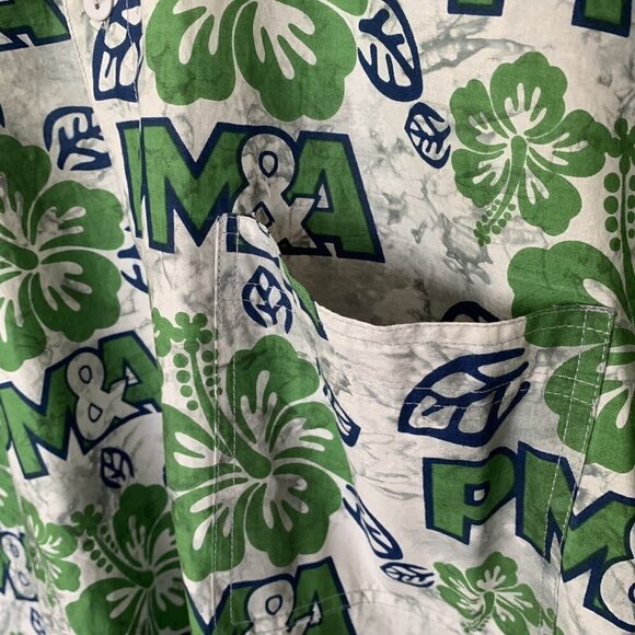 Wet Dog PM&A Men’s Large Camp Shirt Hawaiian Floral Green Blue Gray - Picture 6 of 12